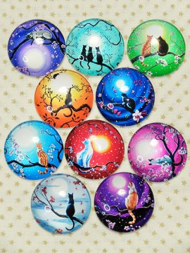 カボションガラスの帯留めパーツ　ラウンドタイプ　【選べる金具】　【店主愛用品】　