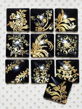 カボションガラスの帯留めパーツ　スクエアタイプ　【店主愛用品】